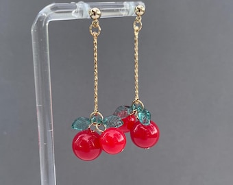 Cherry Earrings – Berry Fruit Earrings – Lightweight Statement Earrings – Gift For Her