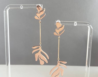 Rose Gold Floral Earrings – Lightweight  Statement Earrings – Gold Jewelry Gift For Her