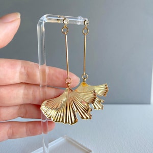 Gold Ginkgo Leaf Earrings: Elegant Statement Jewelry