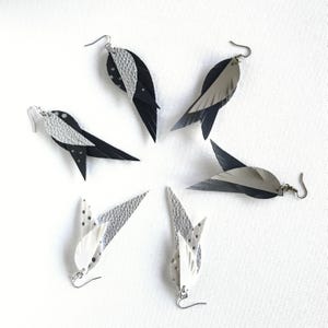 Leather Feather Wings Earrings: Boho Statement Jewelry