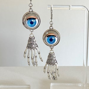 Eye & Skeleton Hand Earrings: Halloween Punk Jewelry