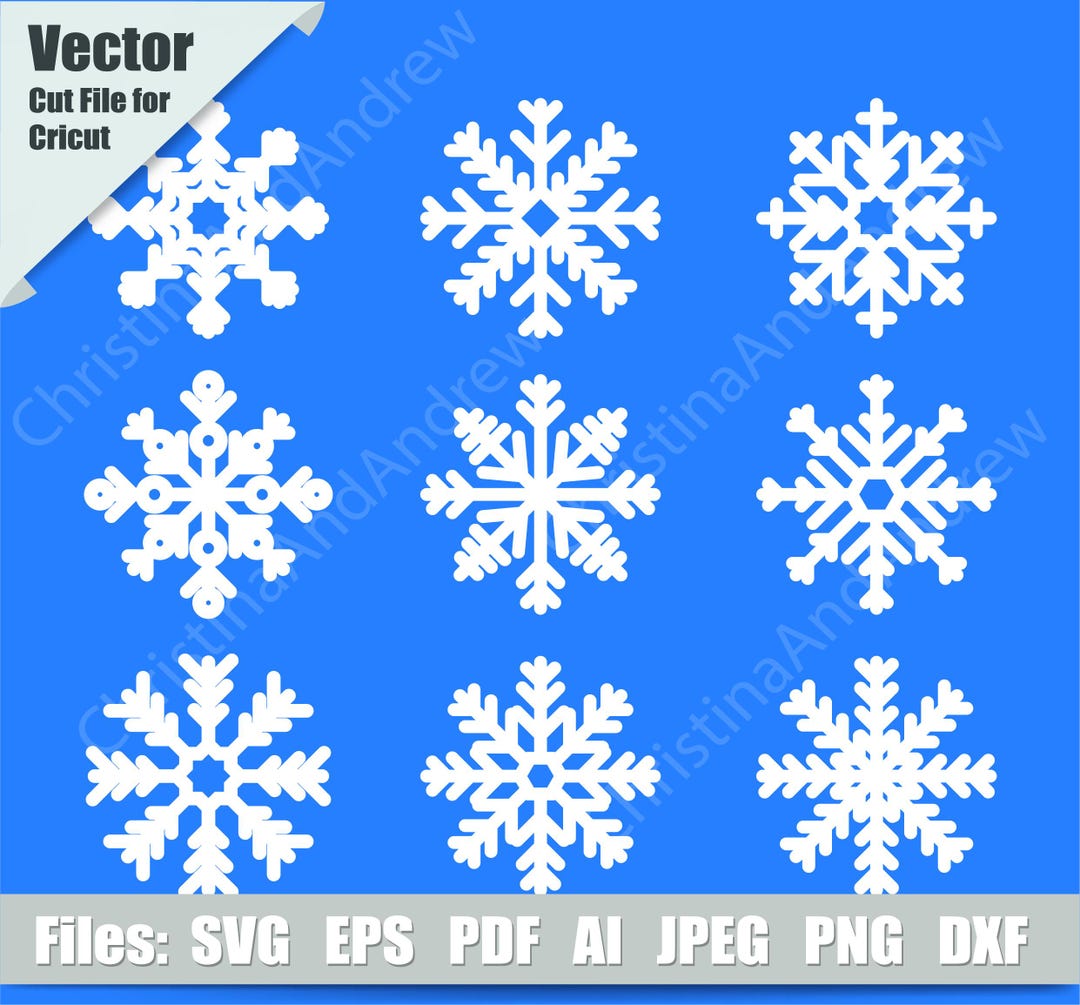 Snowflake SVG Bundle, Winter Holiday Cut Files (pdf, Svg, Eps, Dxf, Ai ...