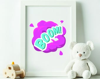 Pacchetto Boom Svg, effetto sonoro per fumetti Pow Bang, Bang SVG, download immediato, SVG, PNG, EPS, DXF, JPG, clipart di fumetti di supereroi, file Cricut