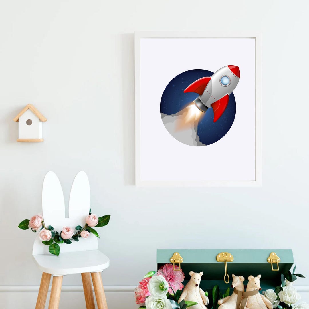 Nursery Wall Art, Boys Room Decor, Rocket Ship, Space Posters, Kids ...