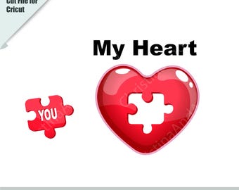 Puzzle Heart SVG, Puzzle Heart Clipart, Stampa di San Valentino, Download digitale, Clip art, File per Cricut, Silhouette, Maglietta a forma di cuore carino