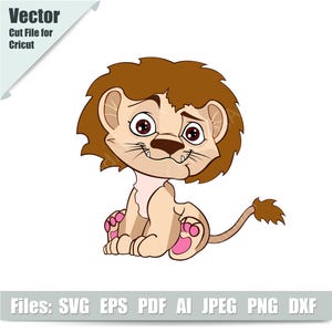 Baby Lion SVG, Cute Lion svg cut file, Baby Shower, Boy Shirt, Baby Nursery wall art, Baby Lion Plotter File Svg Dxf Png Jpg, Silhouette
