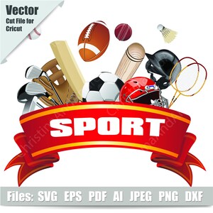 Sports Ball SVG Bundle, Sports Bundle SVG Files, Football, Volleyball, Basketball, Soccer, tennis, Baseball Silhouette Cut Files, dxf soccer