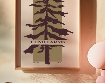 Digital Download Farm Print (8x10, 11x14, 16x20) Printable, Farm Art, Tree, Digital Design, Wall Decor, Wall Art, Minimalist, Nature