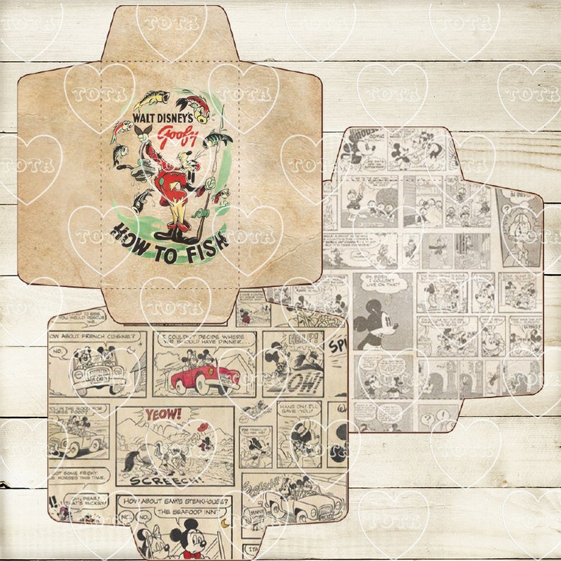 12 Large Mixed Design Envelopes of Mickey, Printable Letters, Digital ...