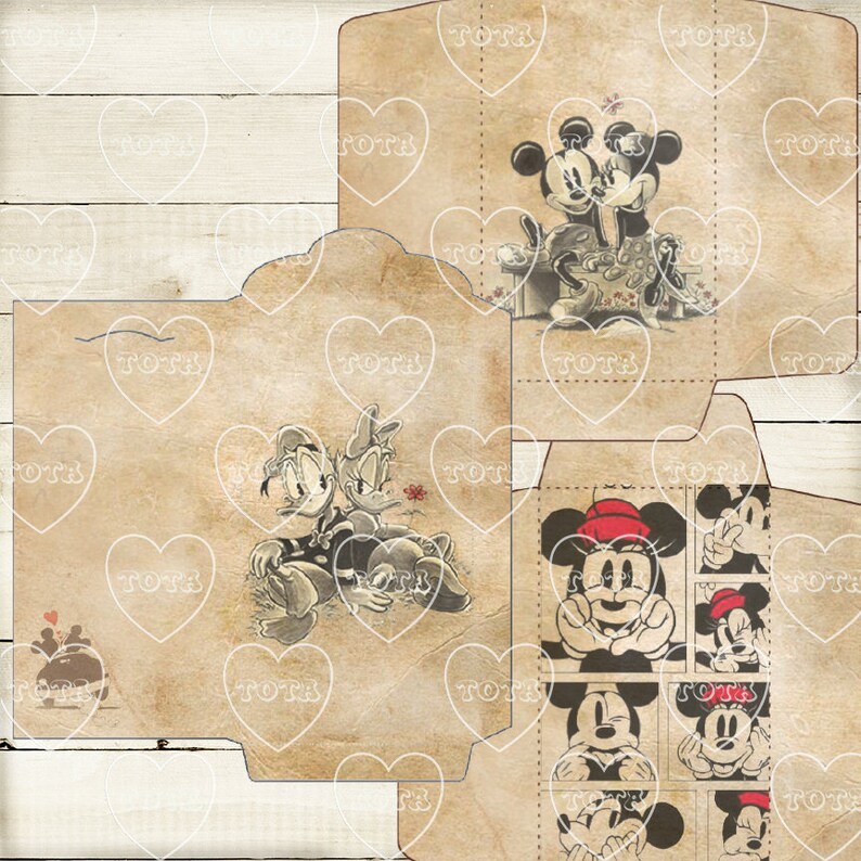 12 Large Mixed Design Envelopes of Mickey, Printable Letters, Digital ...