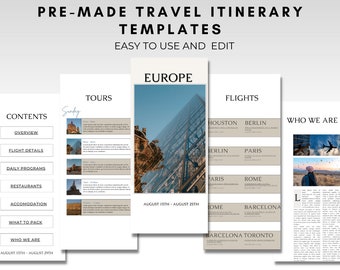 Vacation planner Editable Travel Itinerary  I Editable vacation Planner I Printable Travel Planner