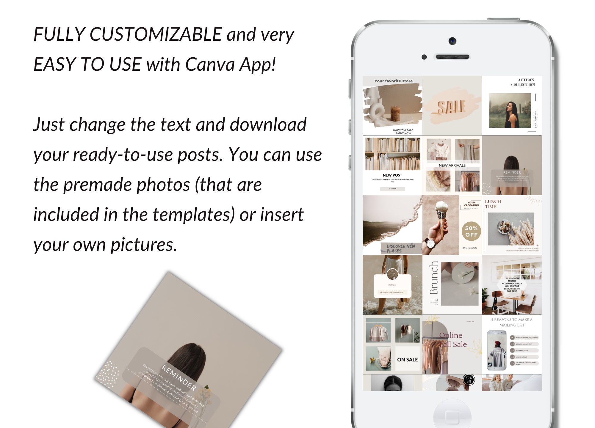 NEUTRAL INSTAGRAM POSTS Template Bundle Minimal Clean Simple Social ...