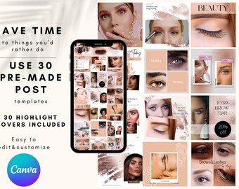 SKINCARE TEMPLATES INSTAGRAM Brows and lashes extension Template | Skincare Social Media | Beauty Post