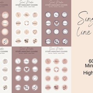 Minimal Line Art Instagram Highlight Covers, Minimalist Highlight Icons, Cream, Beige And Pink Colors Hand Drawn Lifestyle Story Highlights
