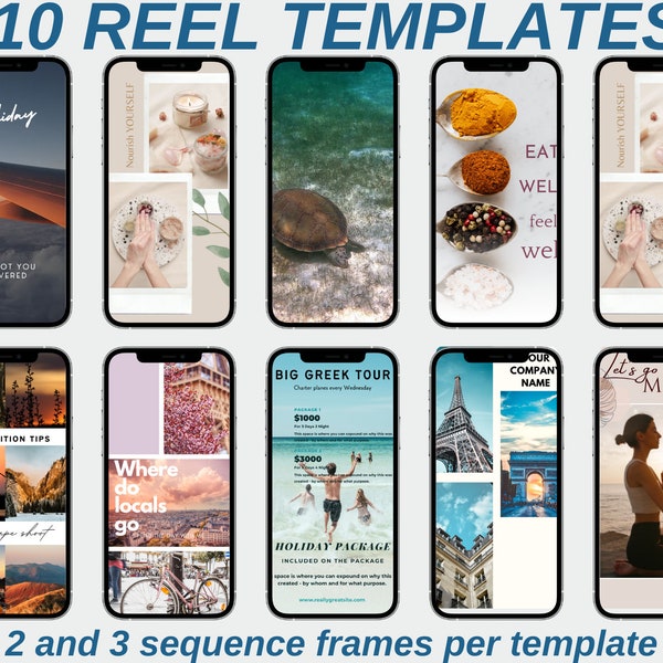Travel Reels For Instagram or Pinterest Idea Pin Editable Template Bundle Travel Agent Hotel Tour Operator Summer Vacation Social Media Post