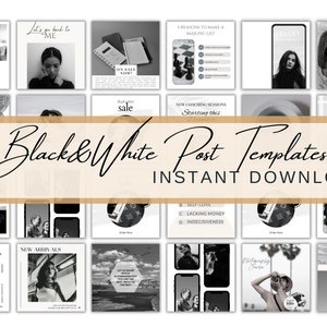 BLACK and WHITE INSTAGRAM Posts Template Bundle Minimal Clean ...