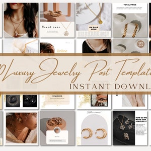 INSTAGRAM JEWELRY TEMPLATES  Jewelry Business Branding Jewelry Social Media Jewel Post Jewellery Canva Template Luxury Jewelry