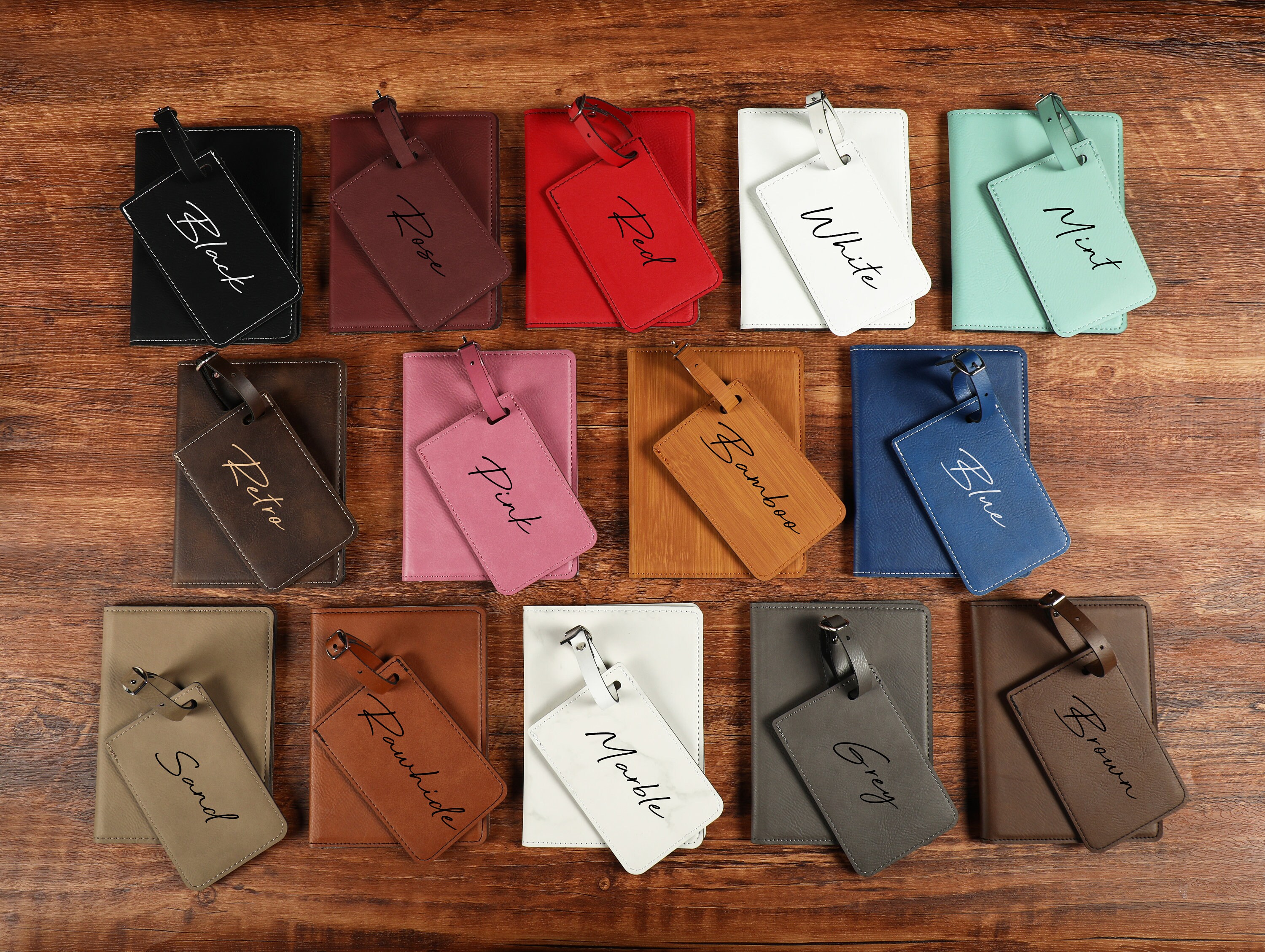 Custom Leather Passport Holder With Luggage Tag Engraved Etsy Australia