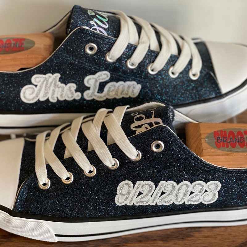 navy sparkly shoes