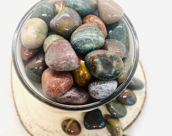 Colorful jasper / High quality tumbled stones / Size S, M, L