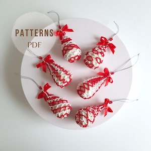 Beading patterns for six ornamental Christmas ornaments, Christmas decoration beading tutorial, Beading template, 3 in 1 beading patterns