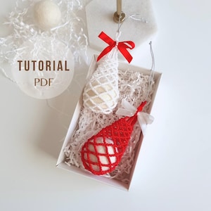 Beading tutorial teardrop Christmas ornament, Red Christmas tree decoration beading pattern, Tutorial Boho Christmas ornament, DIY tutorial