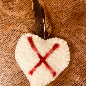 wool heart catnip pillow