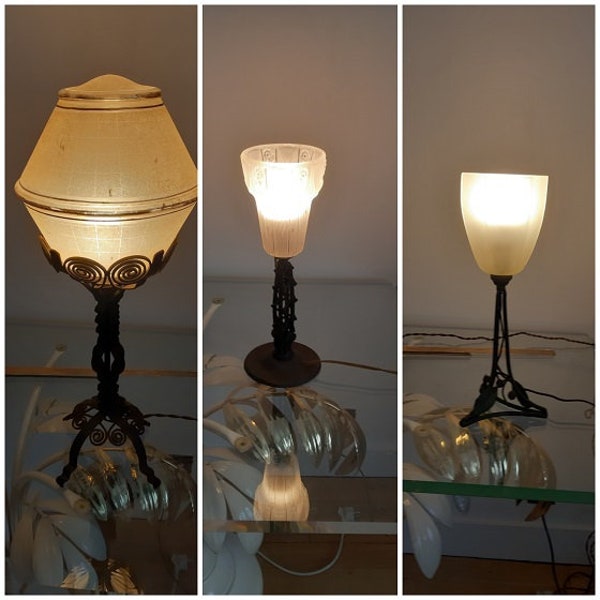 Lot de 3 lampes en fer forgé