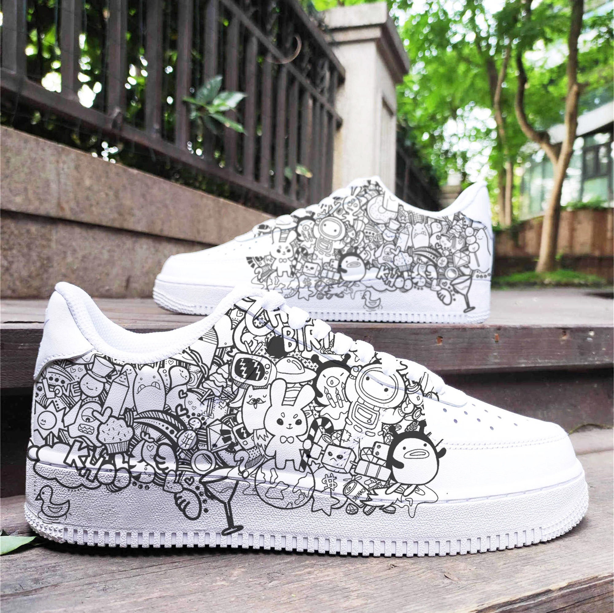 Nike Air Force 1 Custom Fiery Neon Splatter Graffiti Shoes