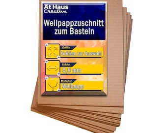 AtHaus Premium Wellpappzuschnitt zum Basteln 2-wellig 6mm Dick Kraftkarton, Wellpappe, für den Versand, Verpackung, Kunst