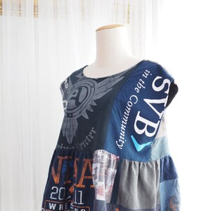 Patchwork Women&#39;s Blue Blouse Upcycle