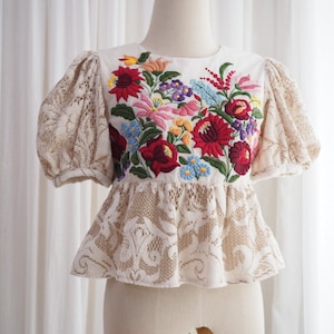 Hungarian Kalocsa Embroidered Tops for Women - Hand Embroidery