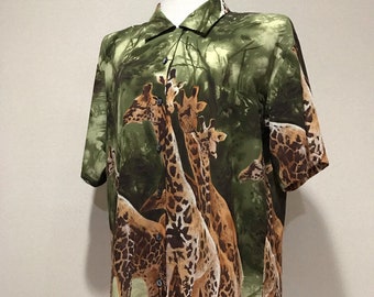 Rare Print Women’s Short Sleeve Shirt Made in Japan