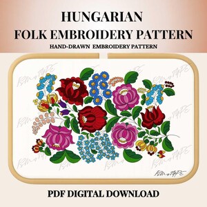 Hungarian Folk Embroidery Pattern – Printable PDF | Wall Art Floral Design | Digital Download 039
