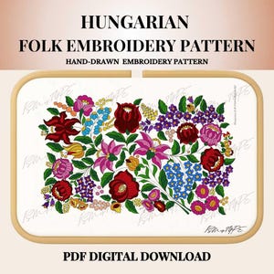 Hungarian Folk Embroidery Pattern – Printable PDF | Wall Art Floral Design | Digital Download 023
