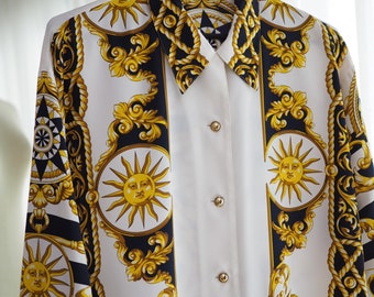 Camisa vintage con estampado barroco japonés - Fabricada en Japón