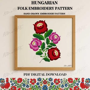 Hungarian Folk Embroidery Pattern – Printable PDF | Wall Art Floral Design | Digital Download 07