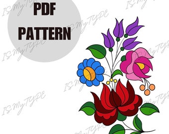 PDF Pattern | Flower Embroidery | Floral Embroidery Pattern | Embroidery pdf | Digital pdf | Hand-Drawn Embroidery Design