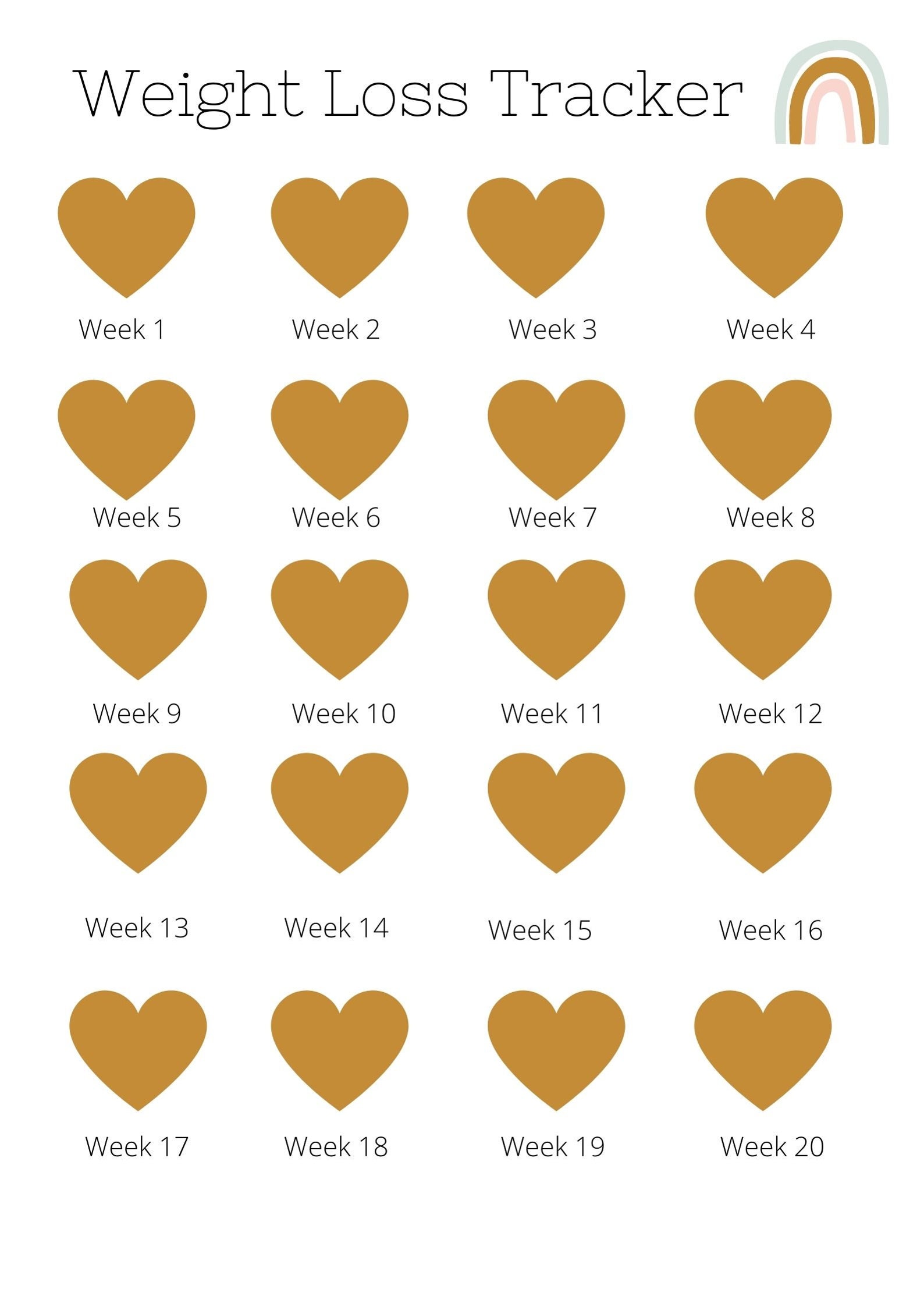 Weight Loss Tracker Printable Brown Etsy weight-loss-tracker-printable-brown-etsy