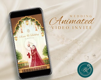Vídeo animado de invitación de boda hindú: Elegante invitación de boda india