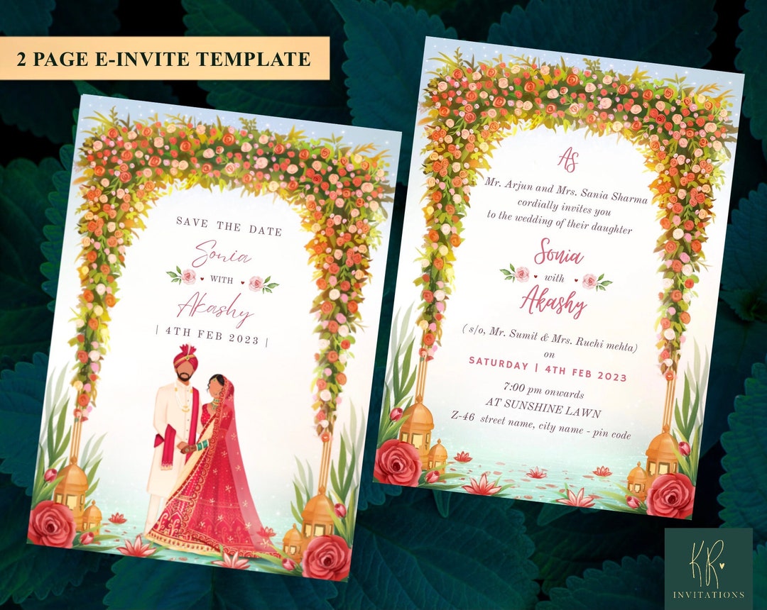 Indian Wedding Invitation Card Hindu Wedding Invitation Etsy