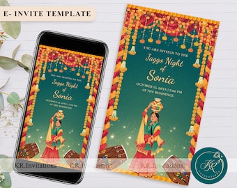 Editable Punjabi Jaggo Night Invitation card Instant Download