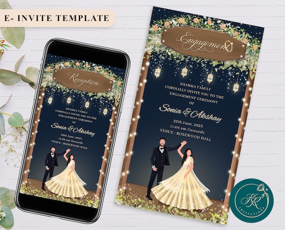 Customisable Engagement Invitation Indian Engagement Invitation Card Engagement Invite Template Design editable Invitation Templates FIE01 Etsy Ireland
