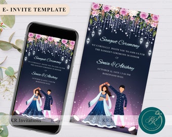 Editable Sangeet Invitation template as Sangeet Night E Invite Dholki Night Invite FIS01