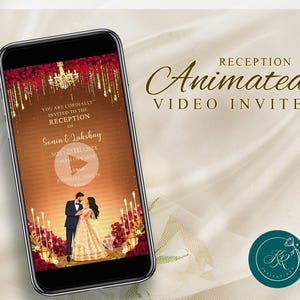 Faire-part de réception de mariage fantaisie, faire-part de réception indien avec vidéo animée, faire-parts vidéo uniques, faire-part de fête FIRA01