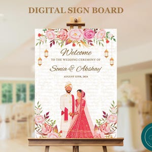 Welkomstbord Indiase bruiloft: bloemendecor (digitaal)