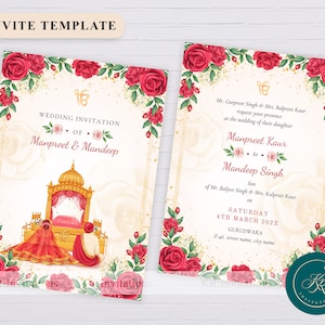 Convite de casamento sikh Anand Karaj convida e convite de casamento sikh cartão de convite de casamento punjabi cartão de casamento sikh indiano