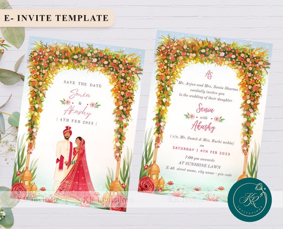 Indian Wedding Invitation Card Hindu Wedding Invitation Digital