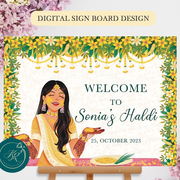 Haldi welcome sign as Maiyaan Signage, Haldi Signage, Indian function Haldi, Haldi and Maiyaan/Maiyan welcome signs,Decoration Signage FSH01