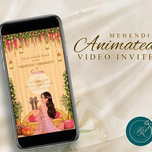 Convite Mehendi Vídeo Convite Cerimônia Mehndi Convite Animado Convite de Casamento Cartão Convite Noite de Henna, FIMA01